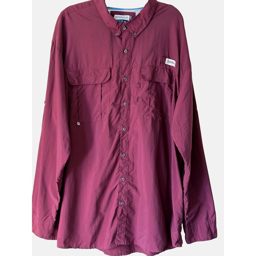 Magellan Fish Gear Mens 3XL Burgundy Fishing Shirt Long Sleeve Vented Outdoor